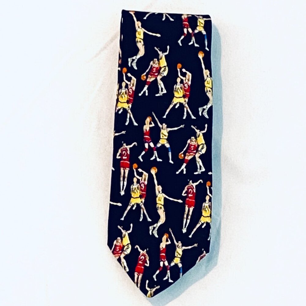 Alynn Neckwear 100% silk tie "Slam Dunk" basketball mens Unisex sports office